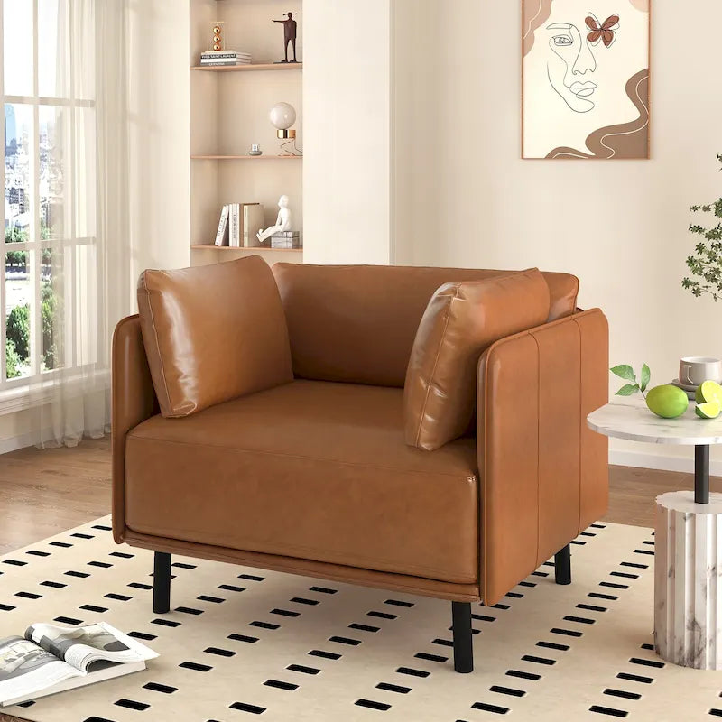 39palcové široké křeslo s kovovými nohami – Moderní minimalistický design