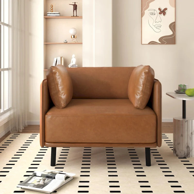 39palcové široké křeslo s kovovými nohami – Moderní minimalistický design