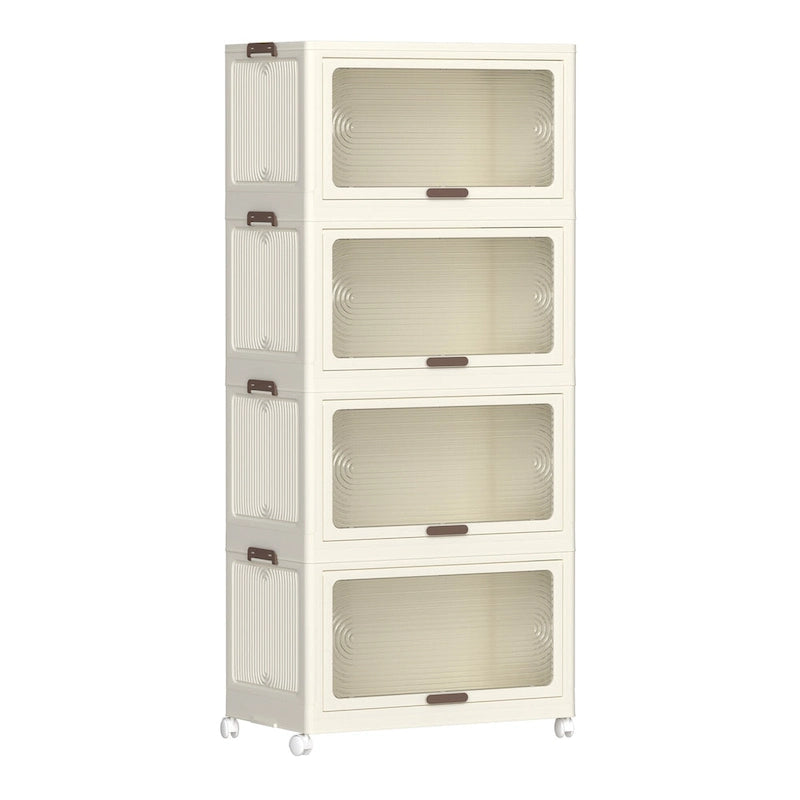 Čtyřpatrové plastové úložné boxy s víky, stohovatelné úložné kontejnery s kolečky, skládací úložné boxy, skládací úložné koše