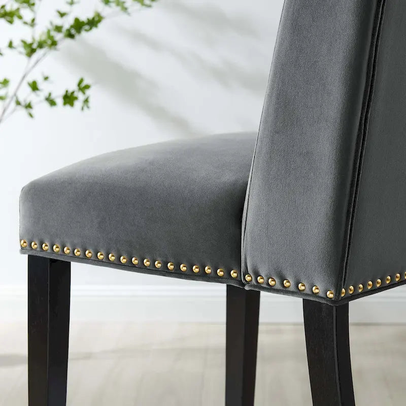 Jídelní židle se sametovým potahem a ozdobnými cvočky – 2 kusy