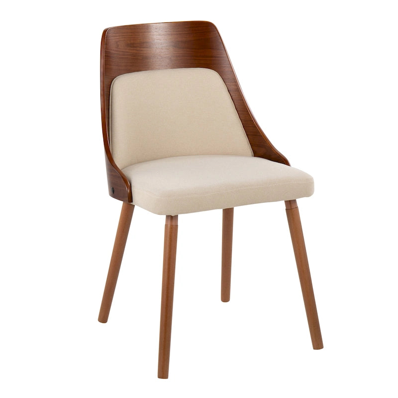 Čalouněné jídelní židle Mid-Century Modern s kónickými dřevěnými nohami – balení 2 ks