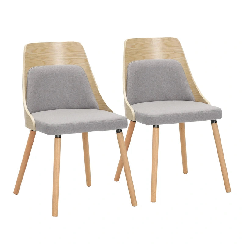 Čalouněné jídelní židle Mid-Century Modern s kónickými dřevěnými nohami – balení 2 ks