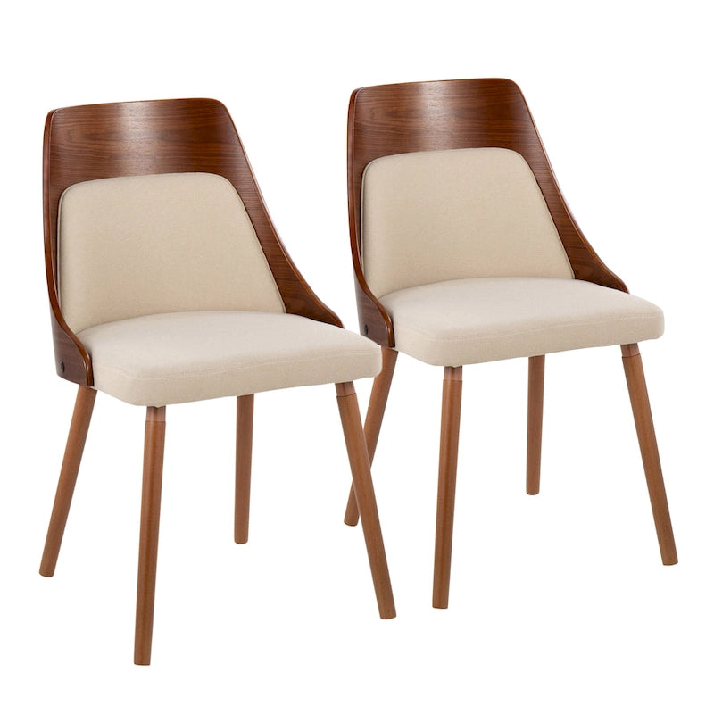 Čalouněné jídelní židle Mid-Century Modern s kónickými dřevěnými nohami – balení 2 ks