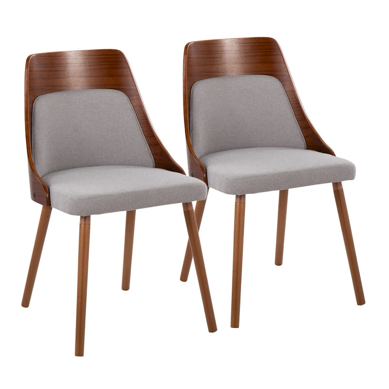 Čalouněné jídelní židle Mid-Century Modern s kónickými dřevěnými nohami – balení 2 ks