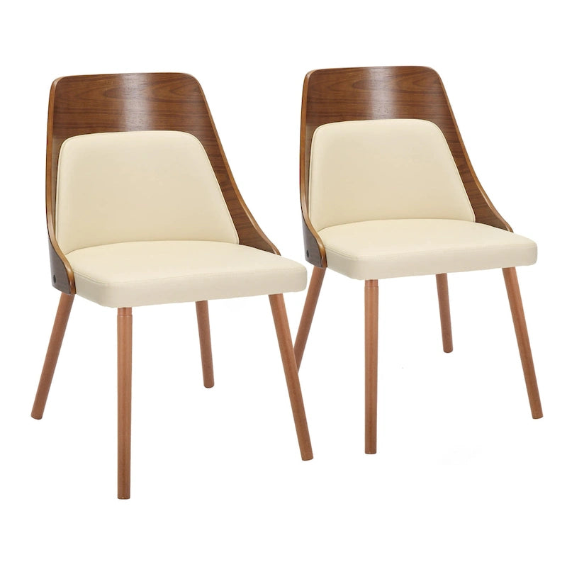 Čalouněné jídelní židle Mid-Century Modern s kónickými dřevěnými nohami – balení 2 ks