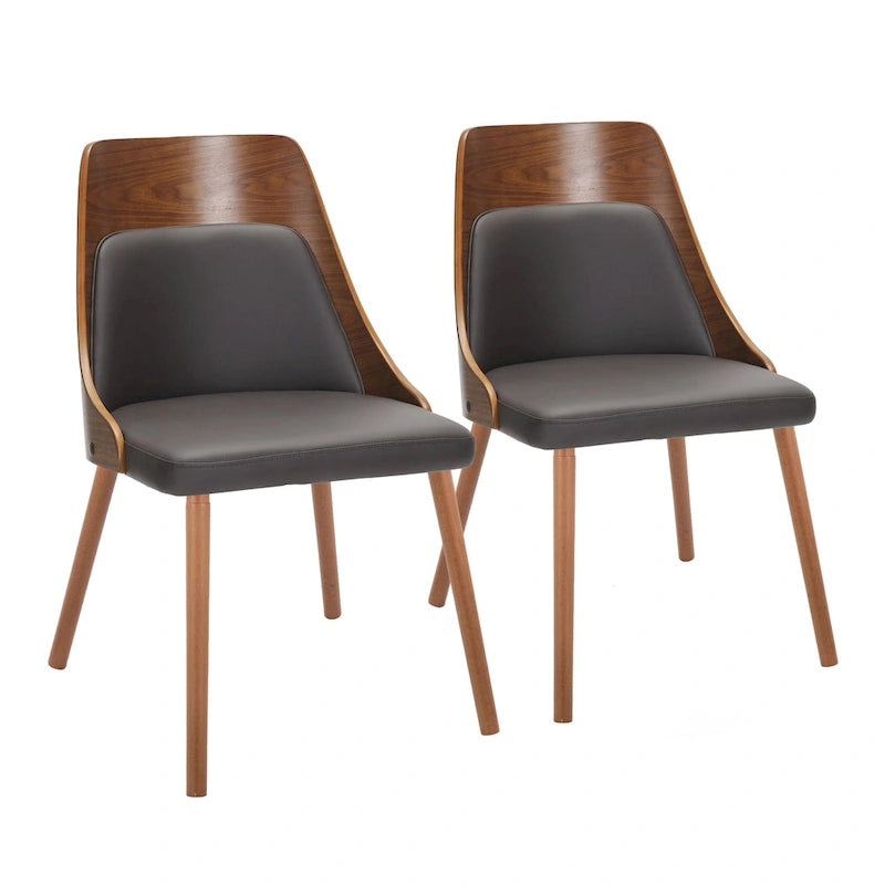 Čalouněné jídelní židle Mid-Century Modern s kónickými dřevěnými nohami – balení 2 ks