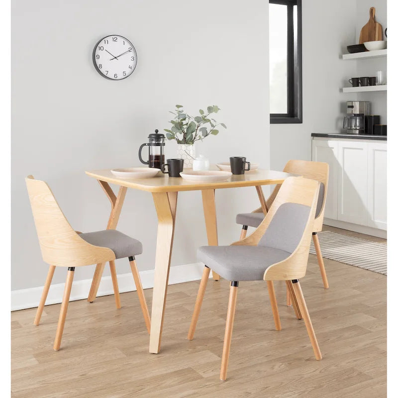 Čalouněné jídelní židle Mid-Century Modern s kónickými dřevěnými nohami – balení 2 ks