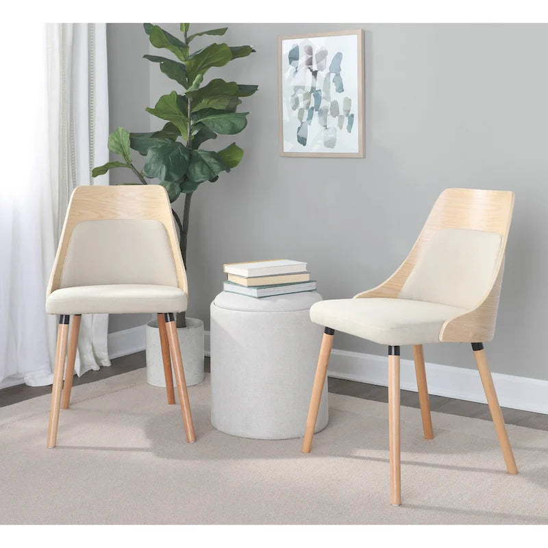 Čalouněné jídelní židle Mid-Century Modern s kónickými dřevěnými nohami – balení 2 ks