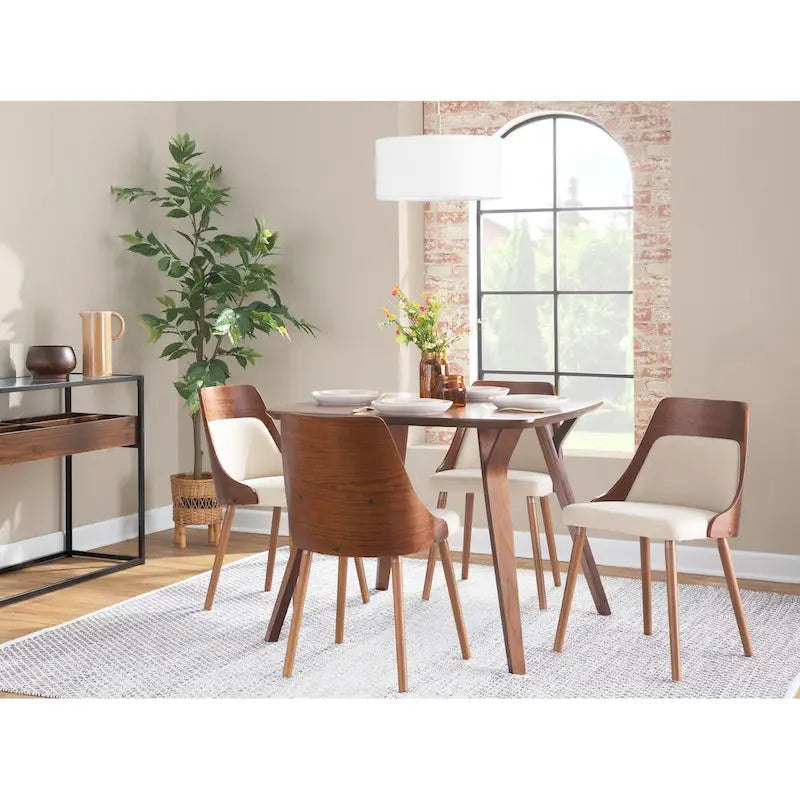 Čalouněné jídelní židle Mid-Century Modern s kónickými dřevěnými nohami – balení 2 ks