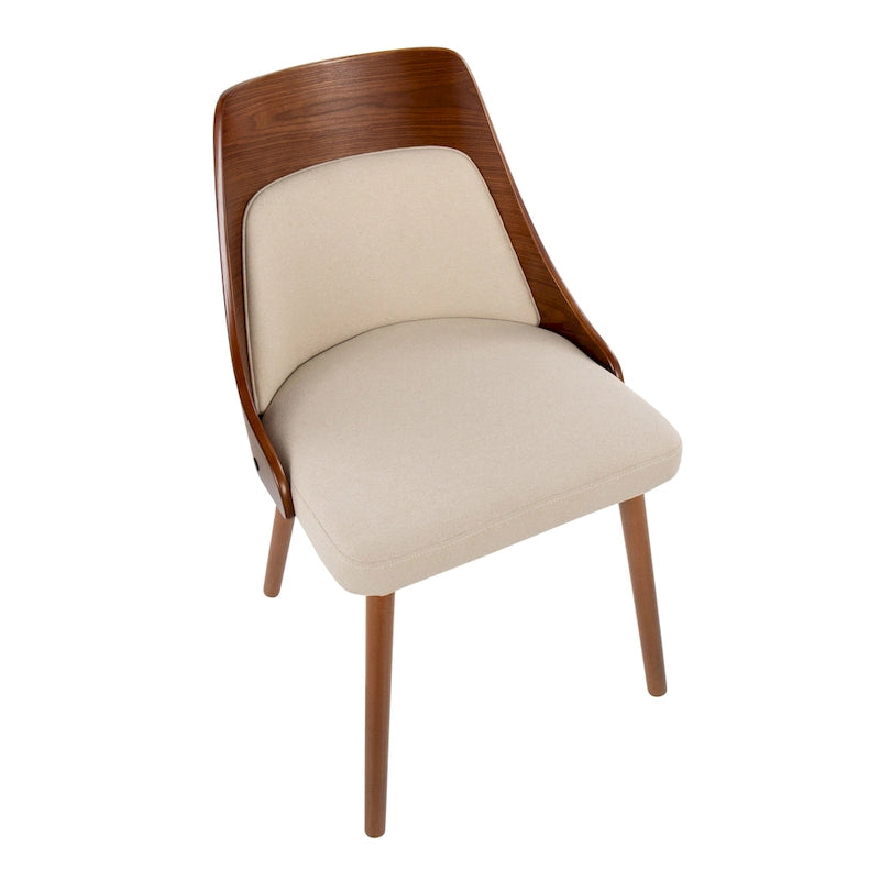 Čalouněné jídelní židle Mid-Century Modern s kónickými dřevěnými nohami – balení 2 ks