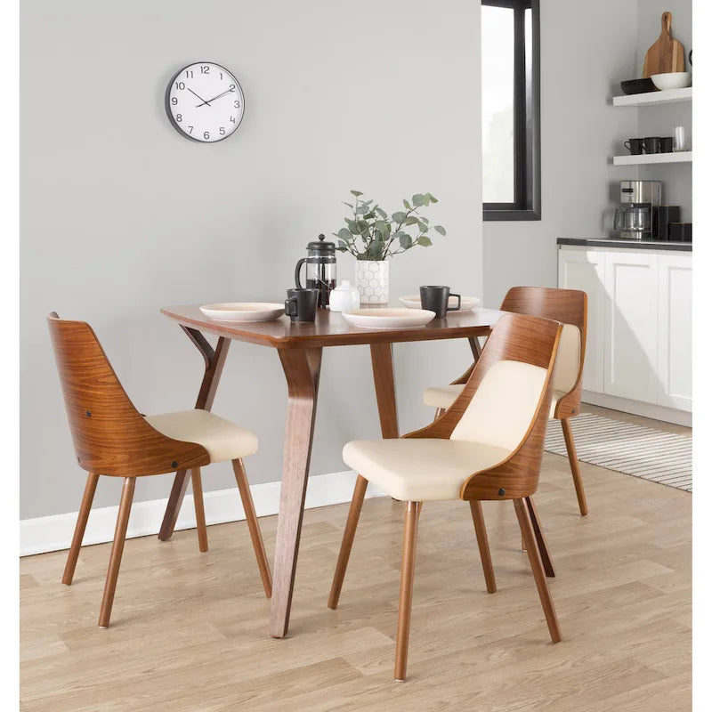 Čalouněné jídelní židle Mid-Century Modern s kónickými dřevěnými nohami – balení 2 ks