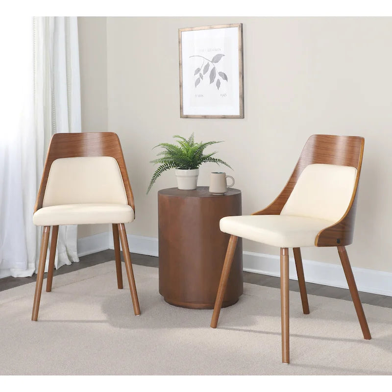 Čalouněné jídelní židle Mid-Century Modern s kónickými dřevěnými nohami – balení 2 ks