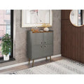 Akcentační skříňka ve stylu Mid-Century Modern se skrytým úložným prostorem a kruhovými úchytkami