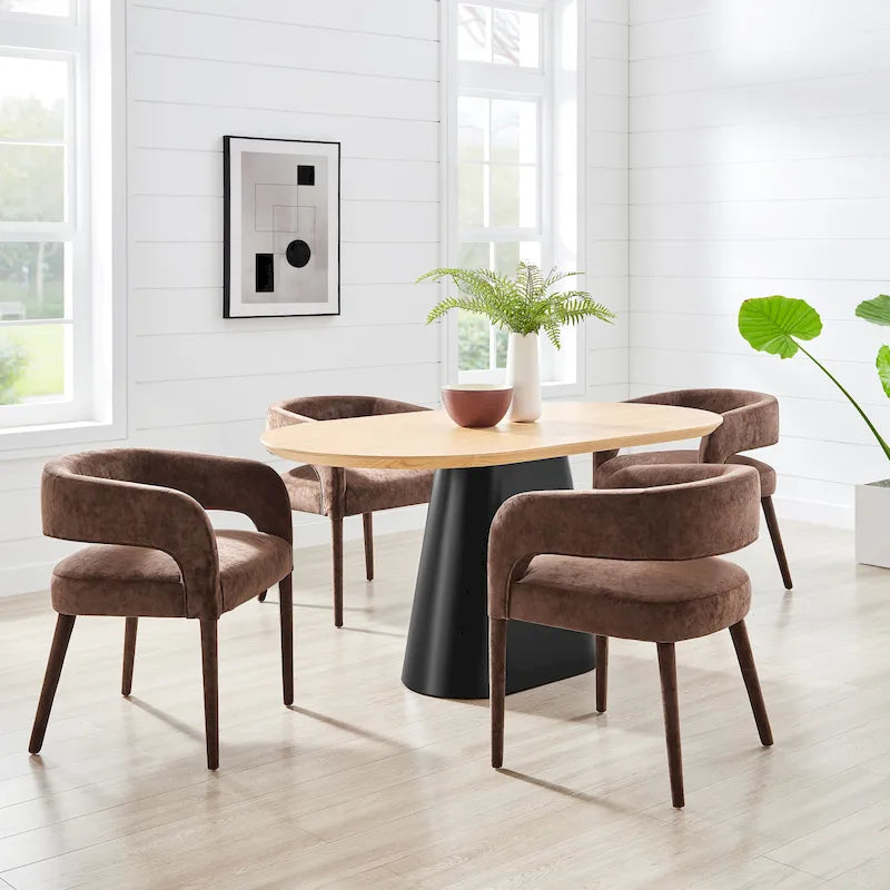 Sametová jídelní židle – luxusní čalounění s křivočarým designem