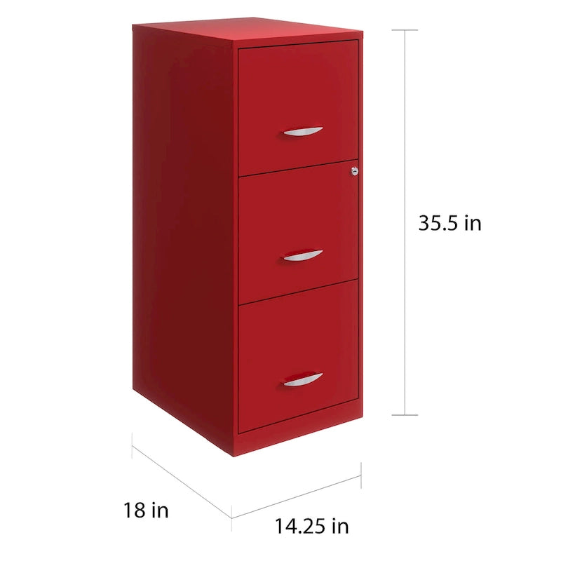 Vertikální kartotéka se 3 zásuvkami v barvě Lava Red pro domácnost a kancelář