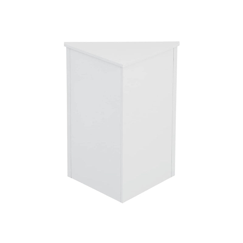 Bílá rohová koupelnová skříňka s nastavitelnými policemi – 43,7 cm (š) x 43,7 cm (h) x 80 cm (v)