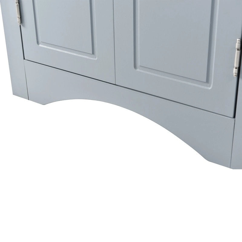 Bílá rohová koupelnová skříňka s nastavitelnými policemi – 43,7 cm (š) x 43,7 cm (h) x 80 cm (v)