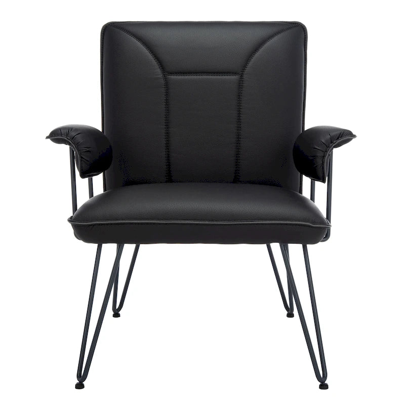 Křeslo Mid-Century Modern z umělé kůže – vlásenkové nohy, 74Šx71Dx84V