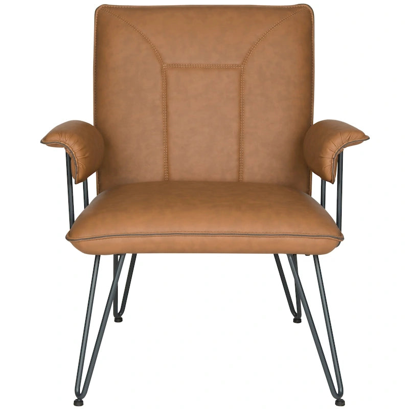 Křeslo Mid-Century Modern z umělé kůže – vlásenkové nohy, 74Šx71Dx84V