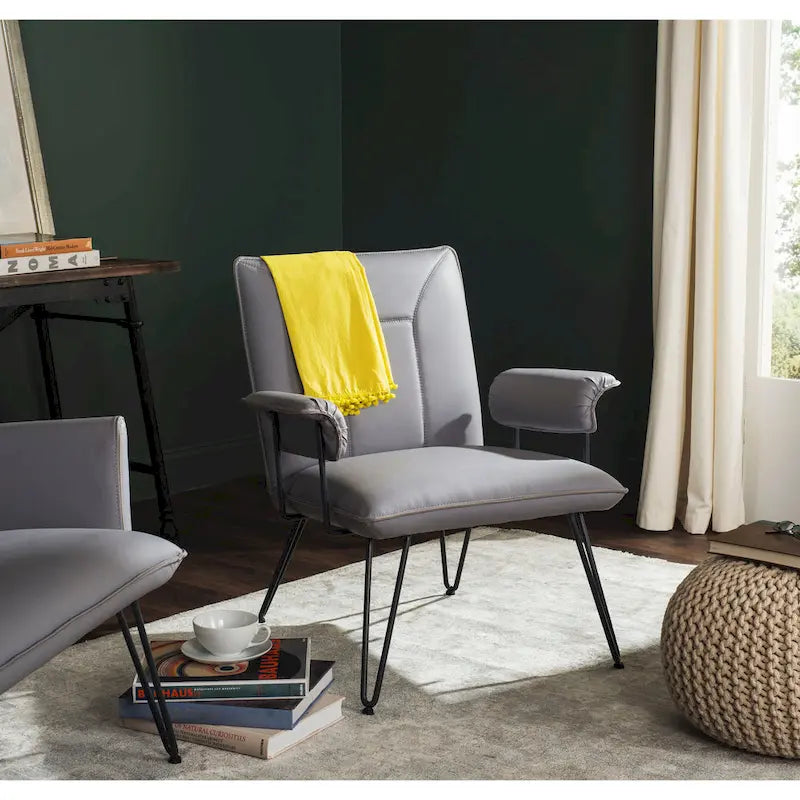 Křeslo Mid-Century Modern z umělé kůže – vlásenkové nohy, 74Šx71Dx84V