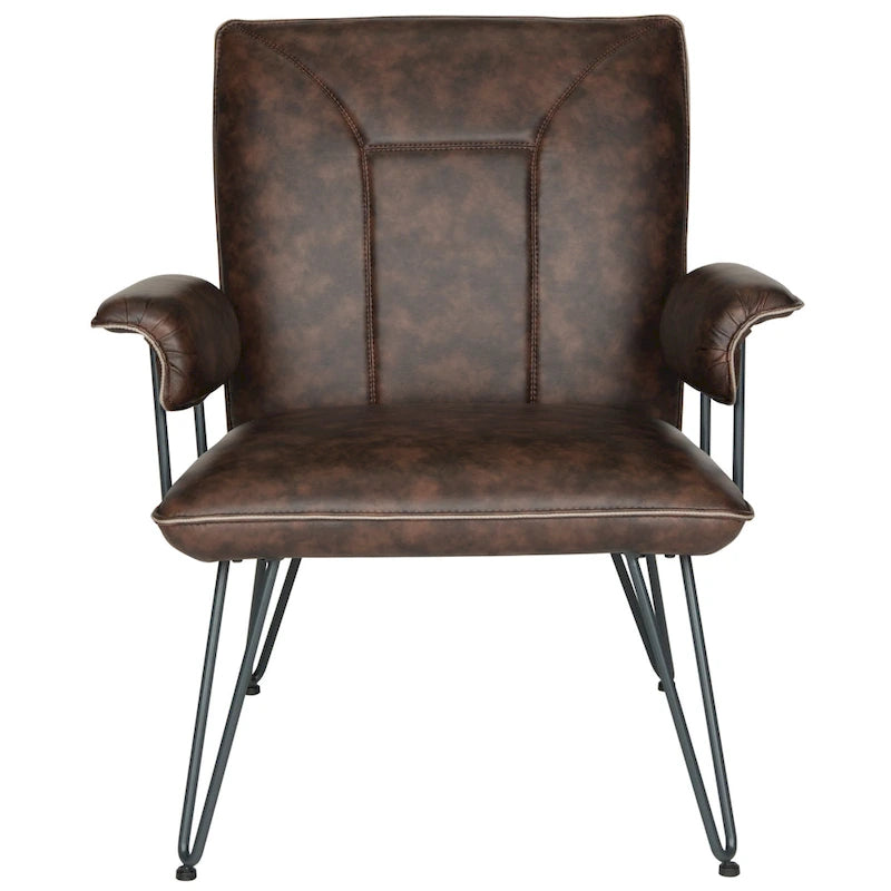 Křeslo Mid-Century Modern z umělé kůže – vlásenkové nohy, 74Šx71Dx84V
