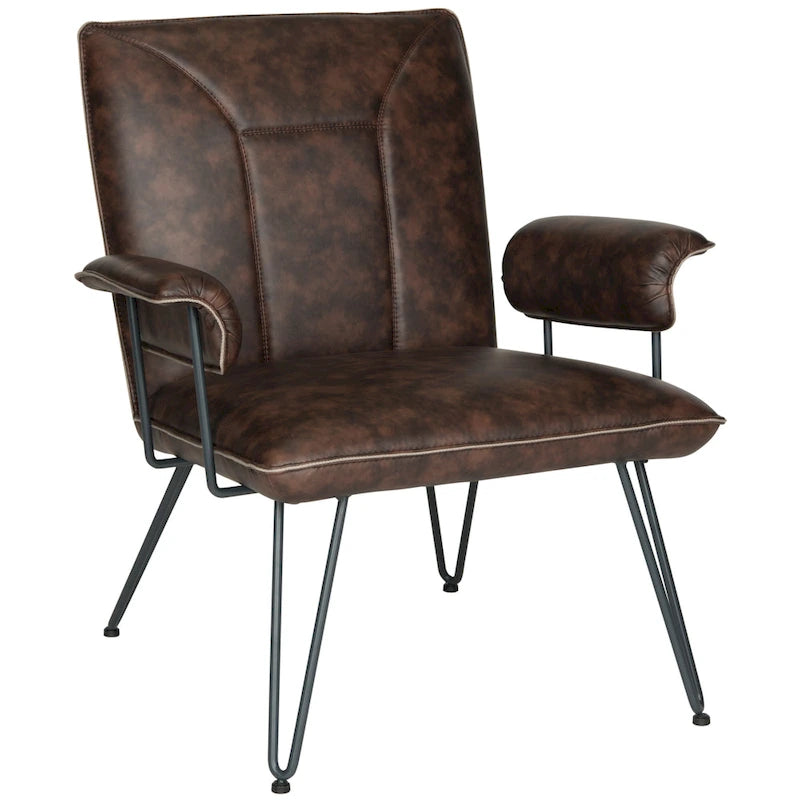Křeslo Mid-Century Modern z umělé kůže – vlásenkové nohy, 74Šx71Dx84V