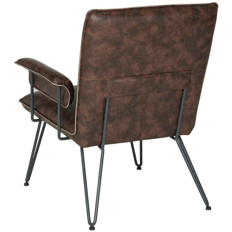Křeslo Mid-Century Modern z umělé kůže – vlásenkové nohy, 74Šx71Dx84V