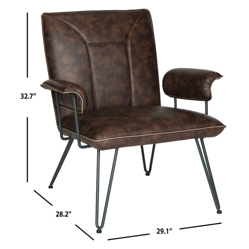 Křeslo Mid-Century Modern z umělé kůže – vlásenkové nohy, 74Šx71Dx84V
