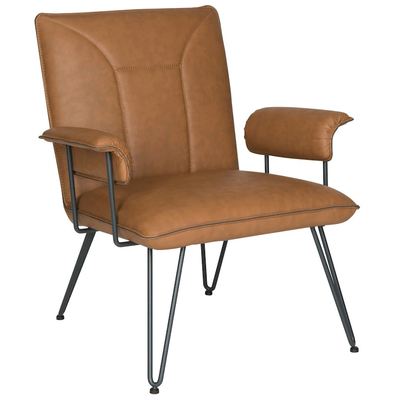Křeslo Mid-Century Modern z umělé kůže – vlásenkové nohy, 74Šx71Dx84V