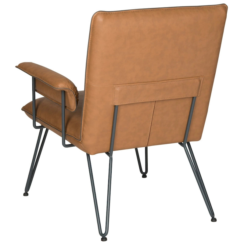 Křeslo Mid-Century Modern z umělé kůže – vlásenkové nohy, 74Šx71Dx84V