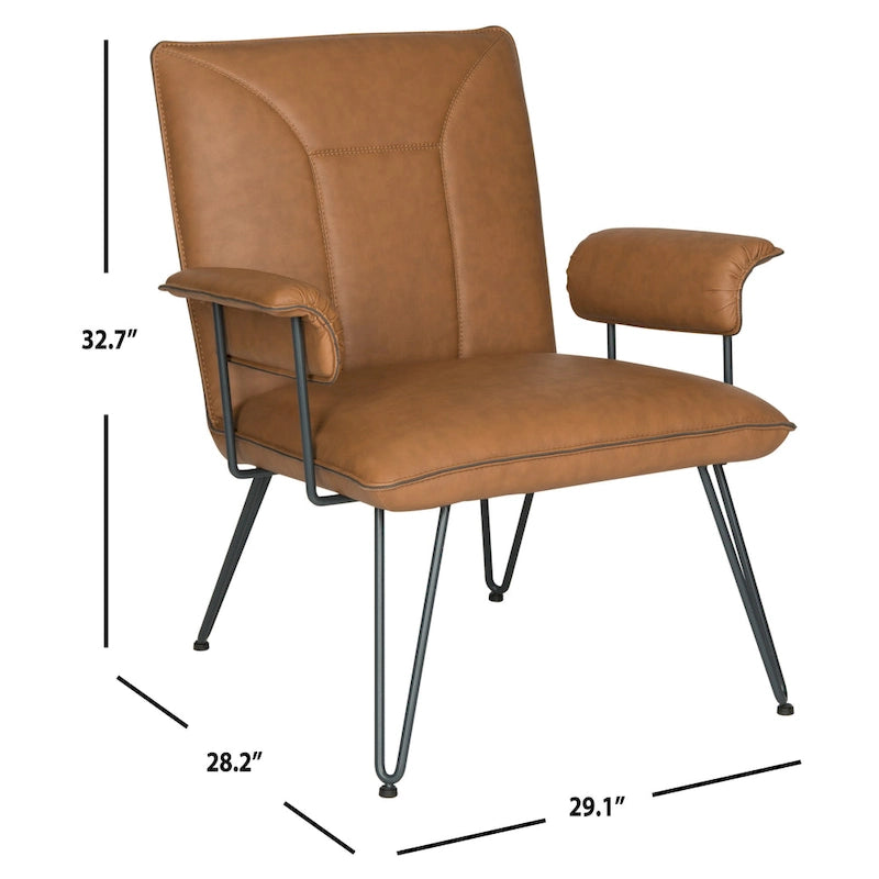 Křeslo Mid-Century Modern z umělé kůže – vlásenkové nohy, 74Šx71Dx84V
