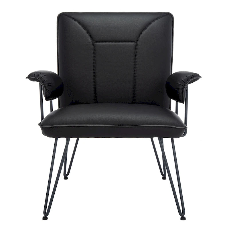 Křeslo Mid-Century Modern z umělé kůže – vlásenkové nohy, 74Šx71Dx84V