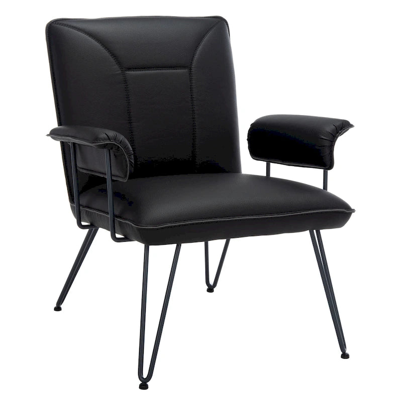 Křeslo Mid-Century Modern z umělé kůže – vlásenkové nohy, 74Šx71Dx84V