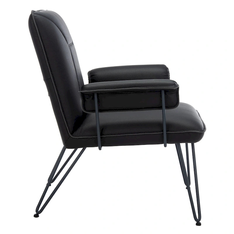 Křeslo Mid-Century Modern z umělé kůže – vlásenkové nohy, 74Šx71Dx84V