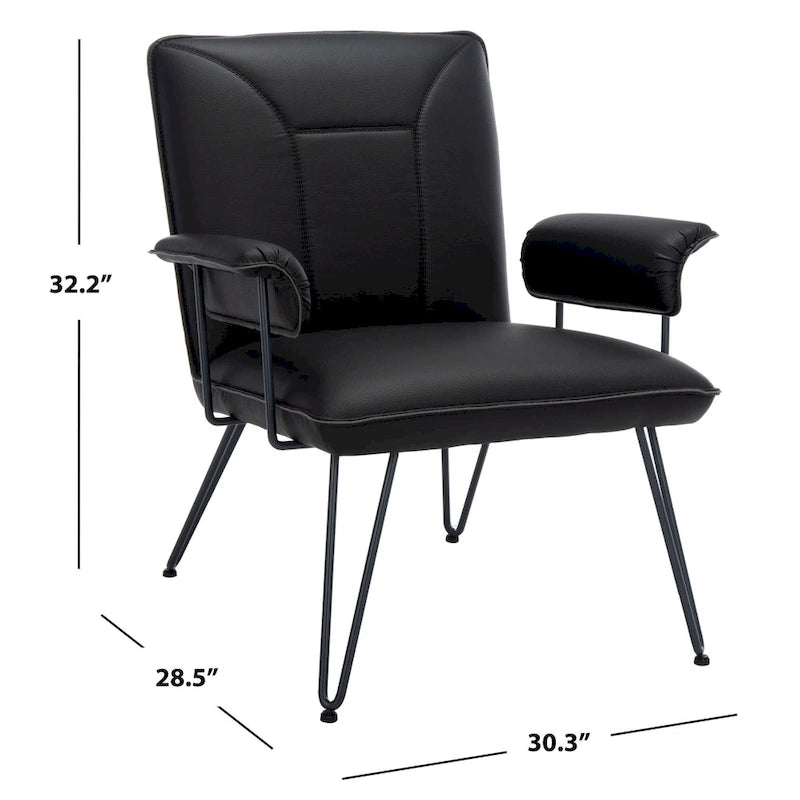 Křeslo Mid-Century Modern z umělé kůže – vlásenkové nohy, 74Šx71Dx84V