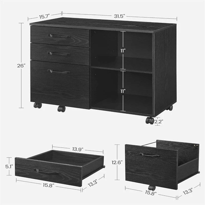 3 zásuvky a otevřené úložné police – 39,9D x 80Š x 66V