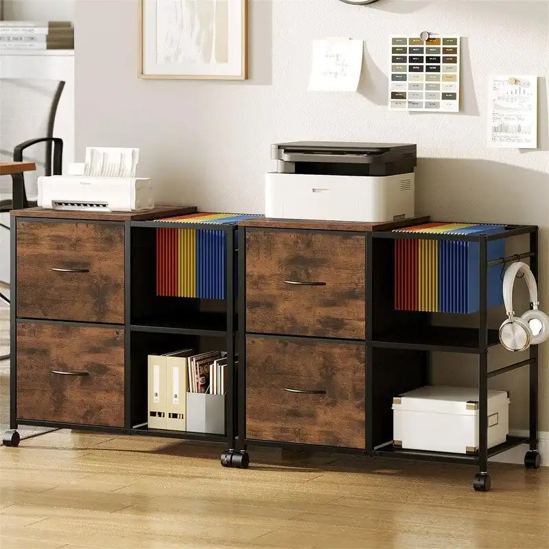 Skříňka na dokumenty se 2 látkovými zásuvkami, boční, na spisy formátu A4 nebo Letter – 15.4D x 27.9W x 25.8H