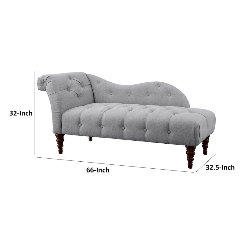 66" prošívané lenošky – šedý polyester, zaoblené područky a rám z masivního dřeva